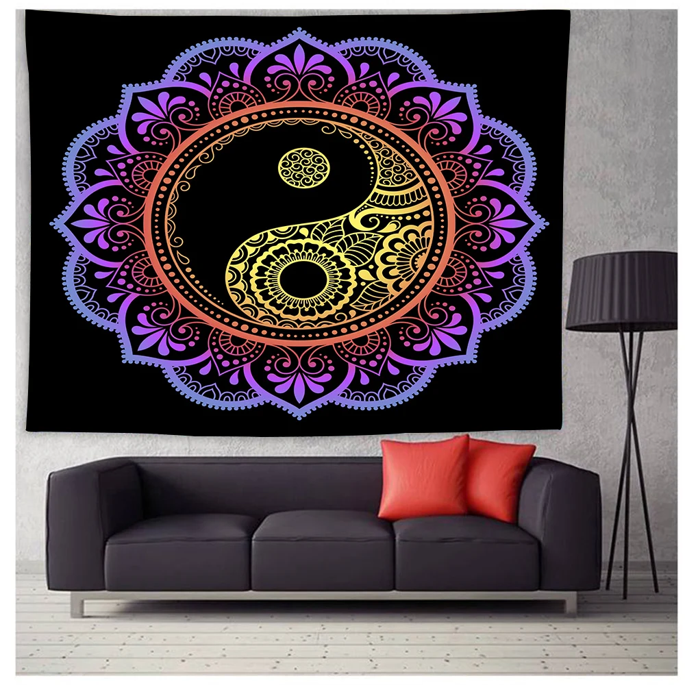 Hippie Buddha Tapestry Psychedelic Wall Hanging Tai Chi   Home Decor Boho   Background Cloth