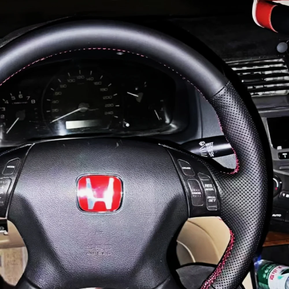 Customization Car Steering Wheel Cover Accessories Hand Sewing Genuine Leather For Honda Accord 7th 2003 2004 2005 2006 2007