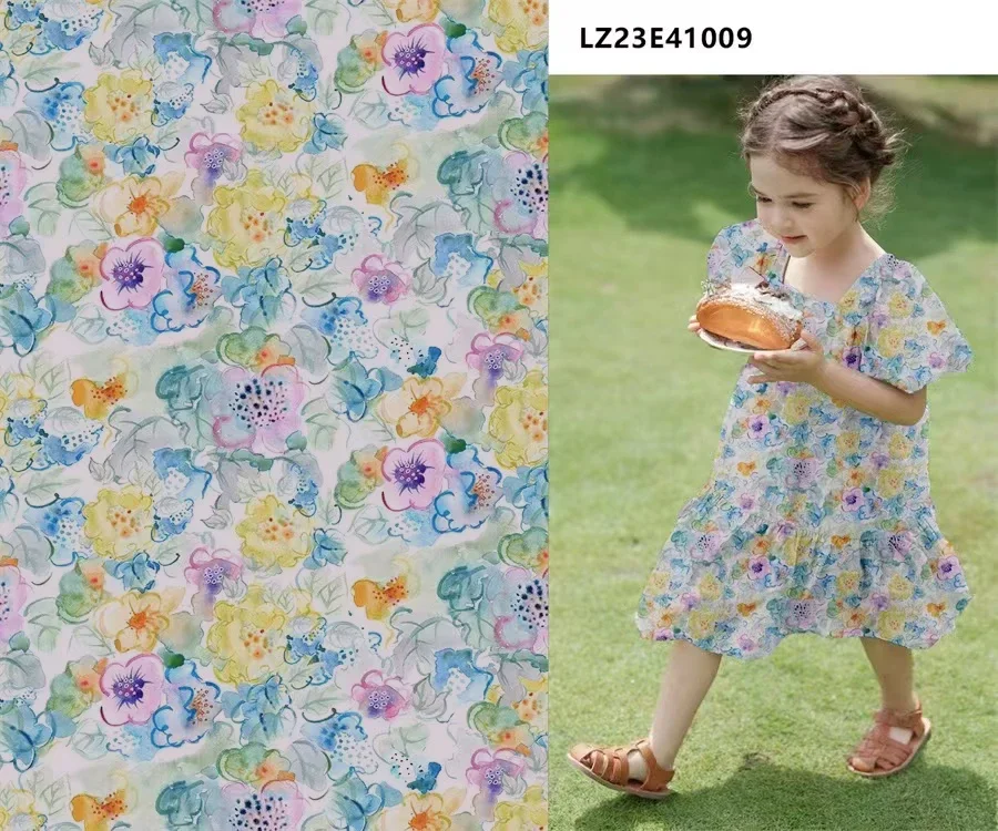Premium 100% Cotton Fabric Natural Fiber - Floral Print Material for Summer Dresses & DIY Sewing Projects, Machine Washable 2026