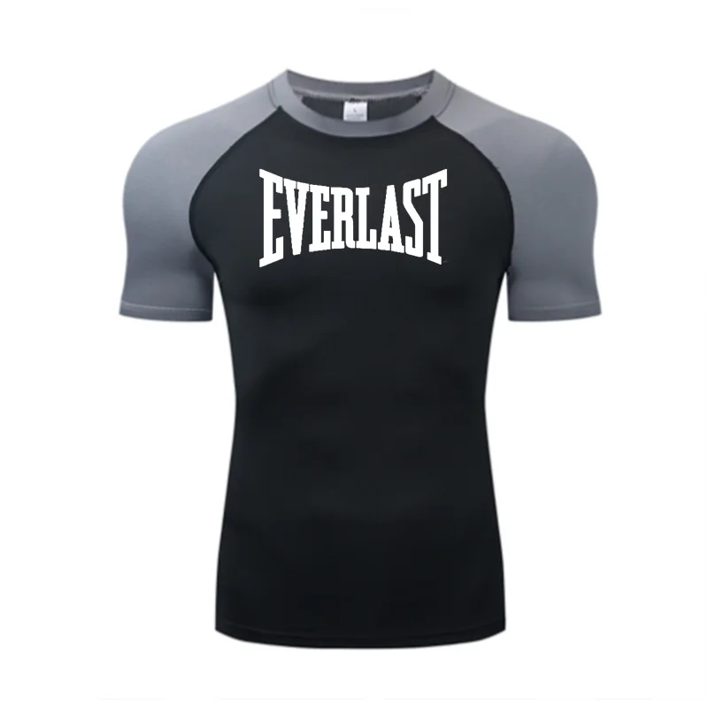 EVERLAST Men\'s Shoulder Sleeve Long Short Sleeve Beach UV Protection T-Shirt Swimming Diving Cycling Sunscreen Drying Surfing