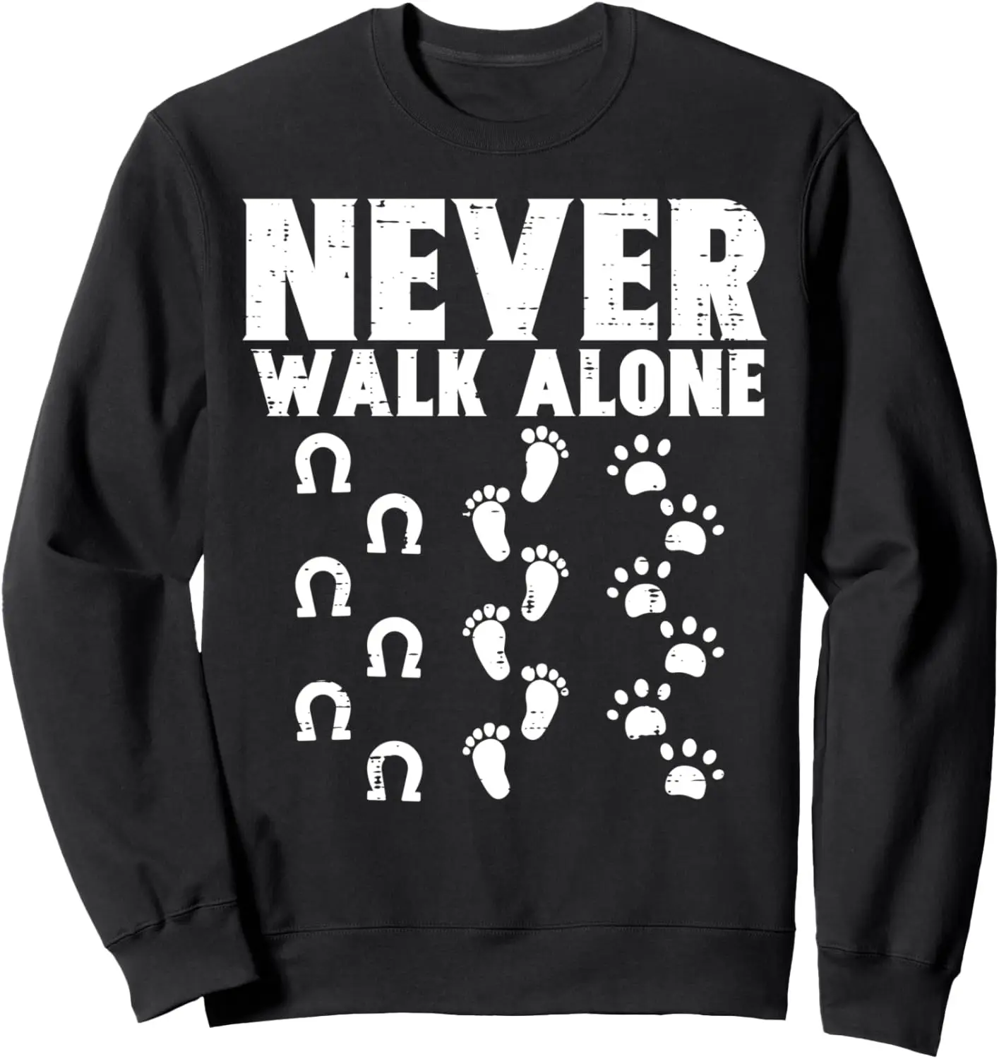 Walk Alone Horse Dog Footprint Animal Lover Women Girl Sweatshirt