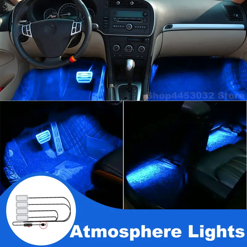 Car Assecories For SAAB SCANIA 93 9-5 9000 R420 R450 R500 Led Lamp Usb Foot Ambient Light Interieurs Voiture Blue