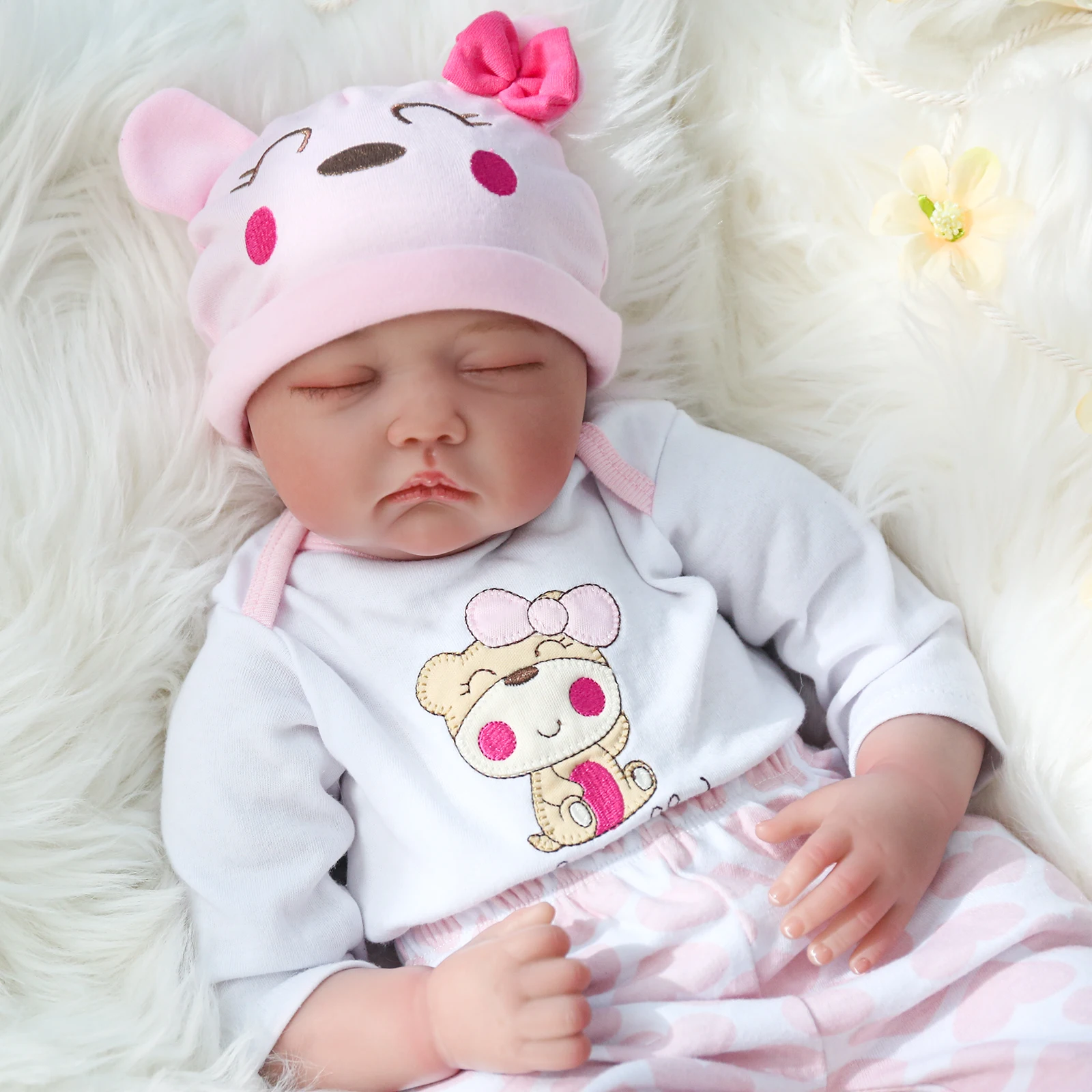 ตุ๊กตาเด็กทารกเกิดใหม่ - ตุ๊กตาเด็กผู้หญิงแรกเกิดเหมือนจริง ขนาด 22 นิ้ว ตัวนุ่มมีน้ำหนัก ทำจากซิลิโคน งานแฮนด์เมด ตุ๊กตาเด็กทารกหลับเหมือนจริง