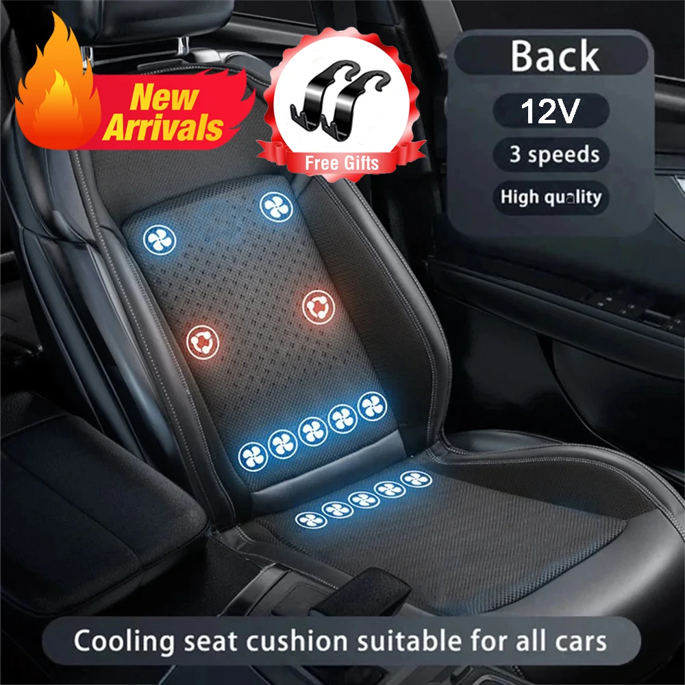 12V Summer Car Breeze Seat Cushion 12 Fan Cooling Seat Cushion Fan Blower Ventilation Seat Cover Automatic Switch