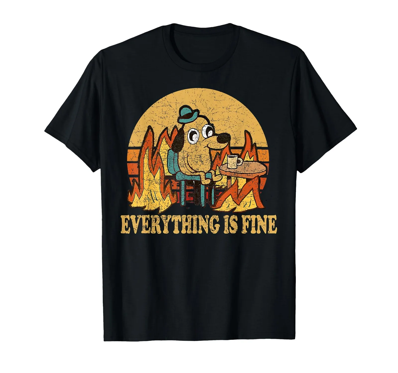 

Dog Sipping Coffee Funny Meme T-Shirt Casual Comfort Fit