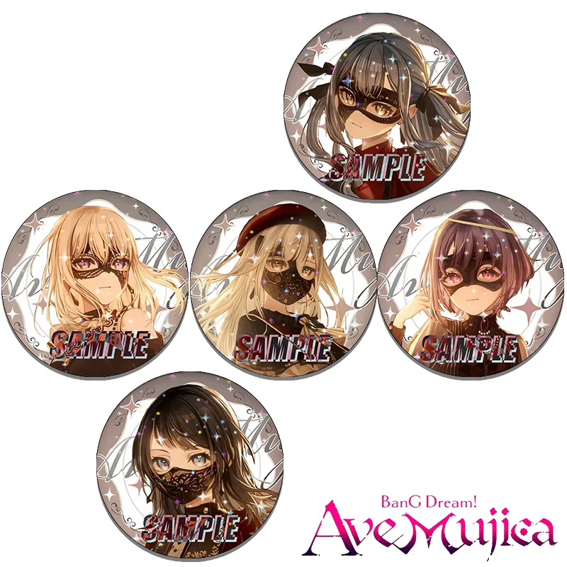 

BanG Dream! Ave Mujica Anime Tinplate Pins Anime Figure Mutsumi Wakaba Uika Misumi Backpack Clothes Brooch Fashion Jewelery Gift