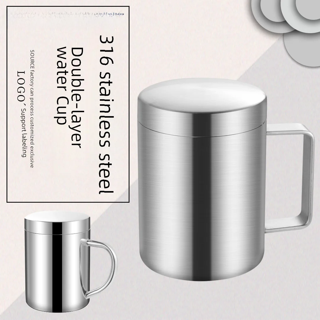 304 Stainless Steel Water Cup Double Layer Insulated Water Cup Coffee Cup Mug Student Childrens Mouth Cup Insulated Tea Cup Nana