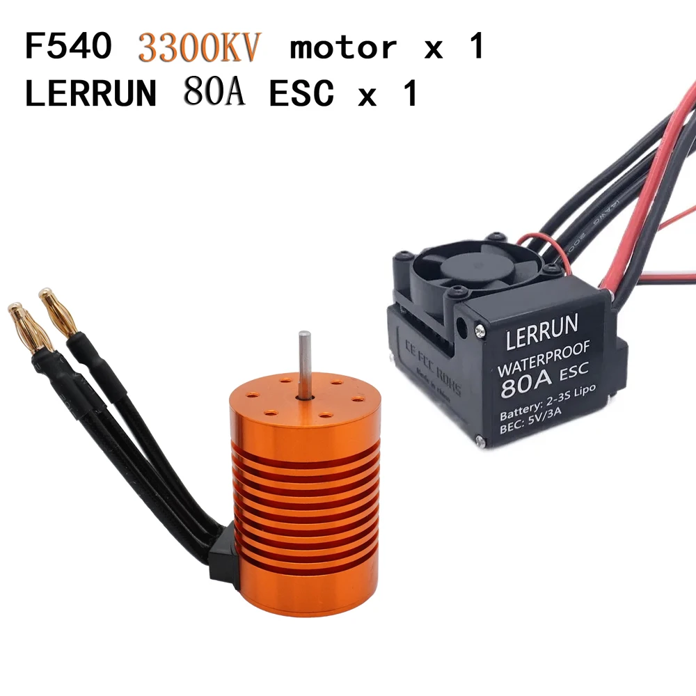 1:10 RC Auto Onderdelen Waterdichte Borstelloze Motor F540 3300KV 4370KV 80A Borstelloze ESC 2-3S Combo voor 1/10 RC Truck Monster Buggy