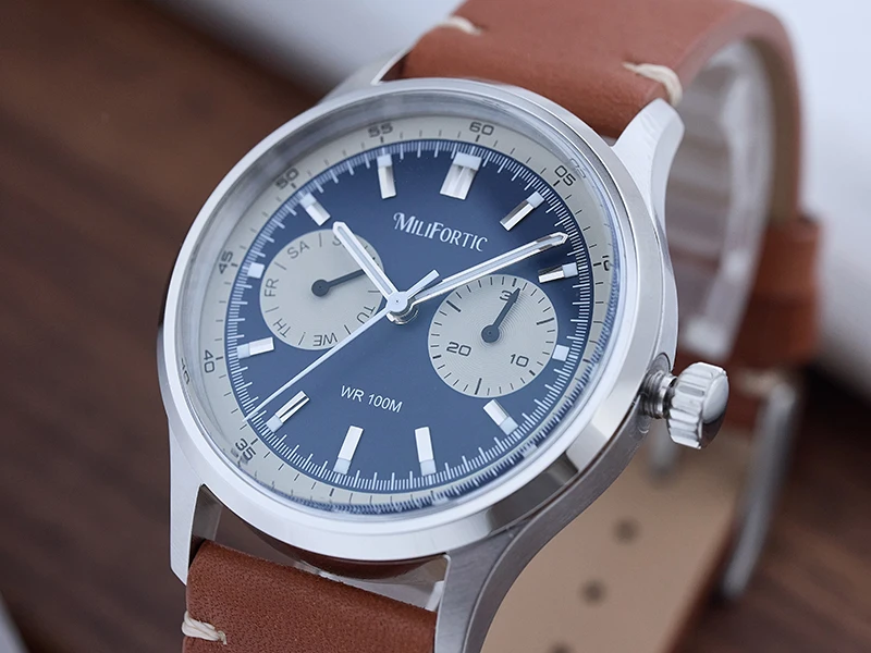 Milifortic R078 Klassische Retro Herrenuhr mit sanftem Quarzwerk, Panda-Multi-Zifferblatt, elegante Armbanduhr für den täglichen Geschäfts- und Anzuggebrauch, cool und stilvoll. – Detail 11