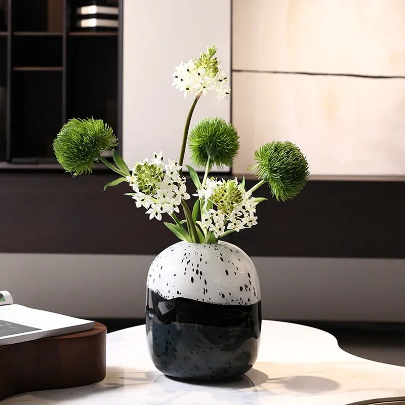 Modern black and white dot gradient glass vase home desktop design model room soft decoration color vase