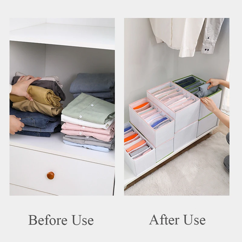 7 grids Pants organizer Clothes organizer in cabinets Dormitory closet Drawer Organizer T-shirts jeans organizer for wardrobe