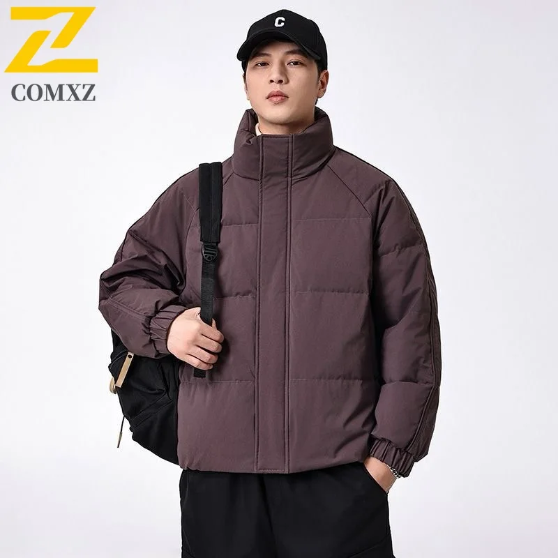 

COMXZ 2025 сверхпрочная рабочая одежда с вышивкой, хлопковая куртка, мужская зимняя толстая теплая куртка с воротником-стойкой, уличная одежда, повседневное стеганое пальто