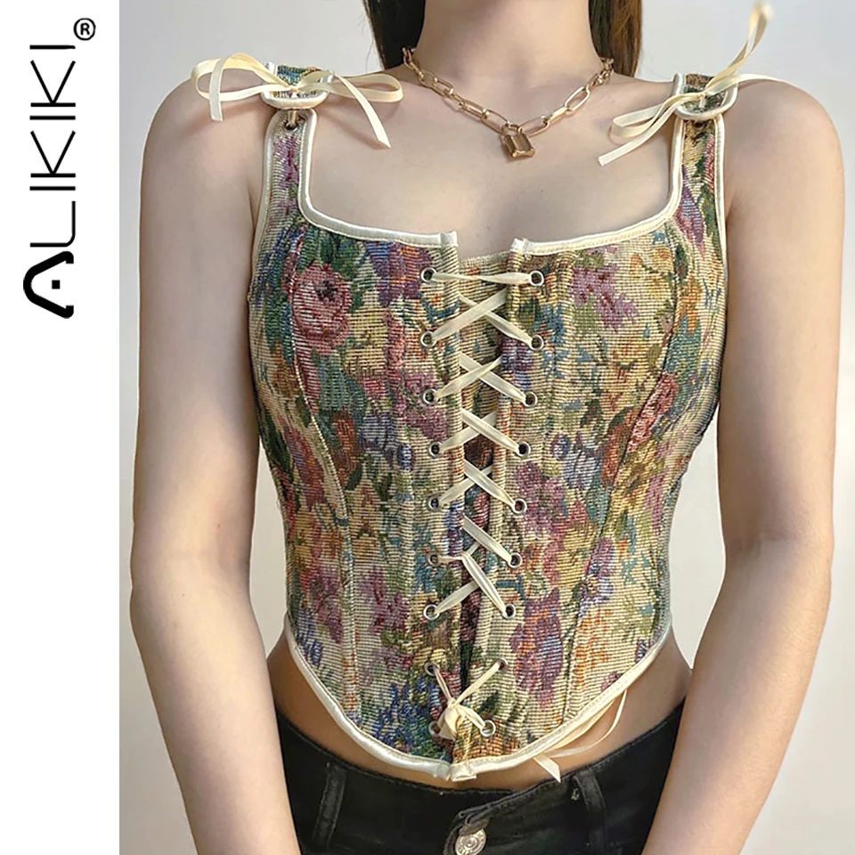 Corsetti vintage con lacci per le donne Bustier Top corto estetico Corsetto dimagrante per vestire corpetti Corsetti da sera decorativi