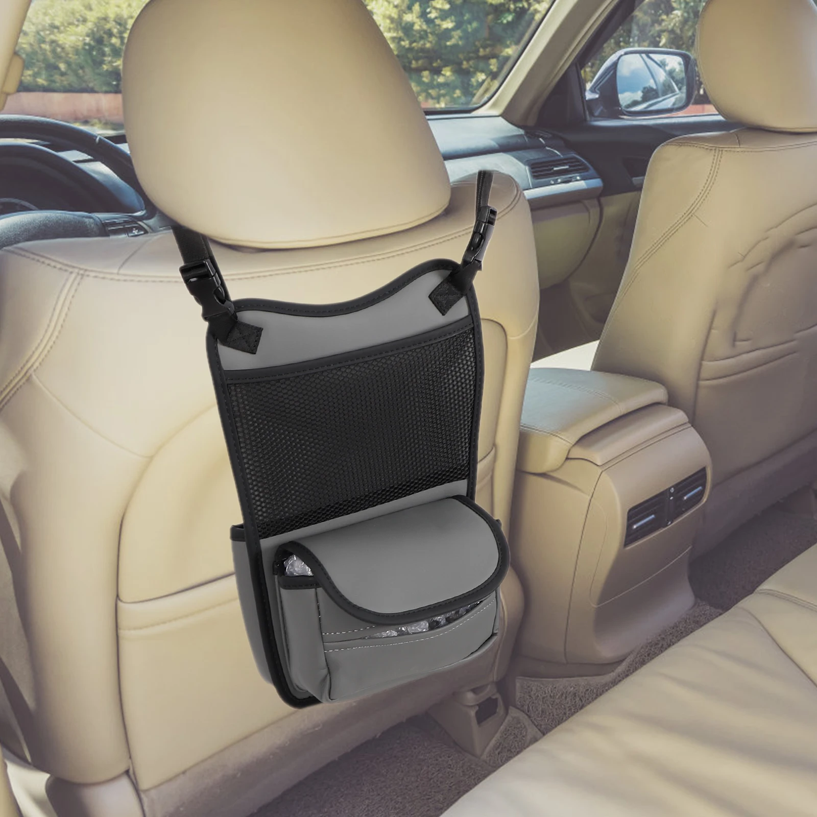 

Storage ganizer Gray Middle Console ganizer Mesh Net Seat Purse Holder Tissue Box Storage Solution Easy Cleaning Car