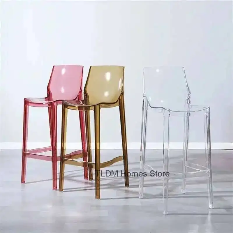 

Bar Acrylic Transparent Household Chairs High Nordic Foot Stool Modern High Chair Nordic Plastic Crystal Bar Stools for Kitchen