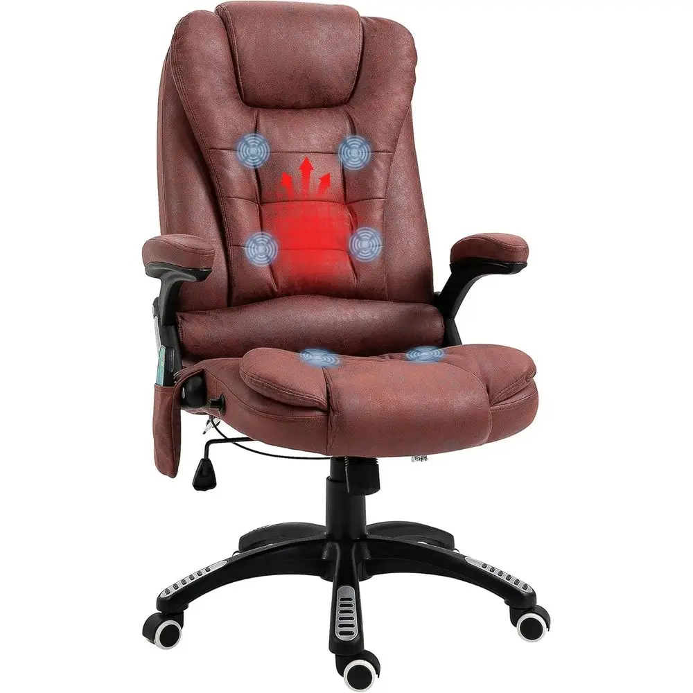 

High-Back Ergonomic Massage Chair with Heat and Padded Armrests in Red