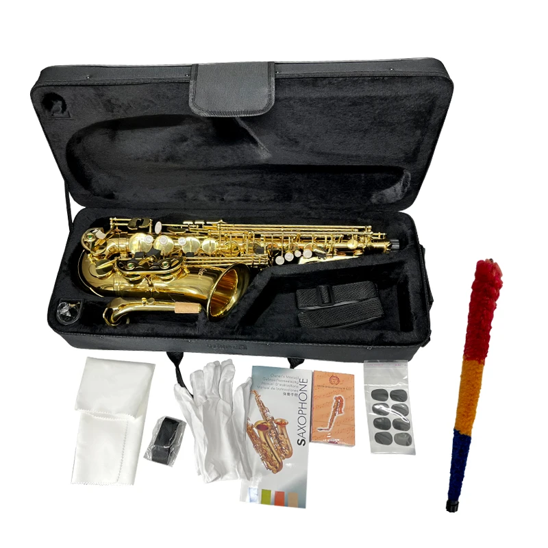 Aiersi-Gold Lacquer Brass Alto Saxophone, Woodwind Instrument, Top Quality, Engraving and Gorgeous Sound