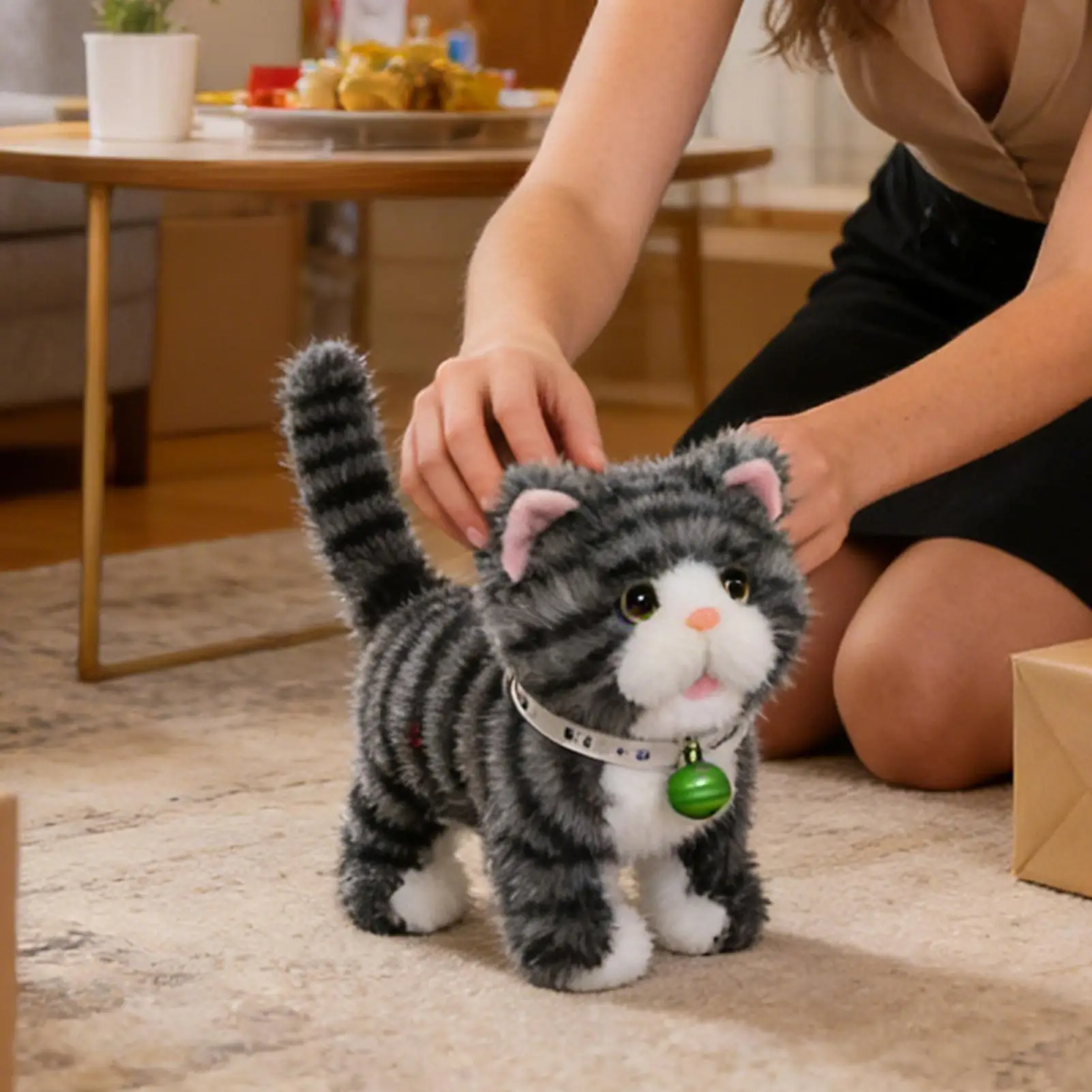 ของเล่นแมวอิเล็กทรอนิกส์แบบมีเสียง ขนาด 7 นิ้ว ของเล่นแมวพูดได้ ของเล่นดนตรี ตุ๊กตาแมวขนนุ่ม สำหรับเด็กก่อนวัยเรียน เด็กๆ และคนรักสัตว์เลี้ยง