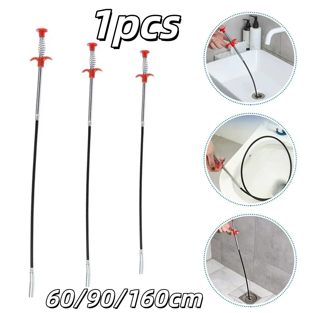 60/90/160cm Multifunctional Pipe Dredging Tool Drain Cleaner Sticks Kitchen Water Channel Sewage Hair Clean Pick Up Tube Tools
