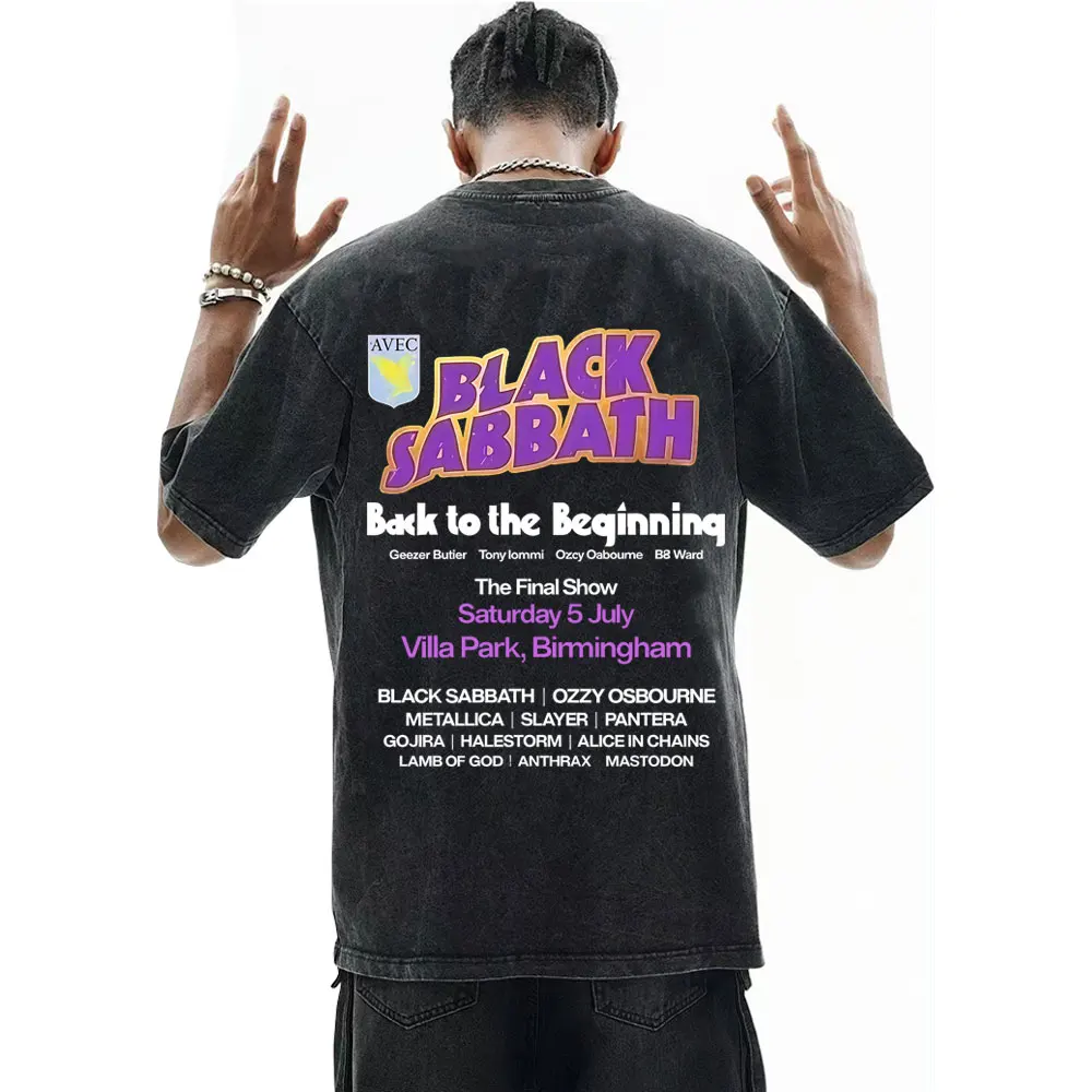 

Black Sabbath Back To The Beginning Heavy Metal Rock Band Vintage Washed T-shirt Men Women Fashion T Shirts Male Casual Tshirt