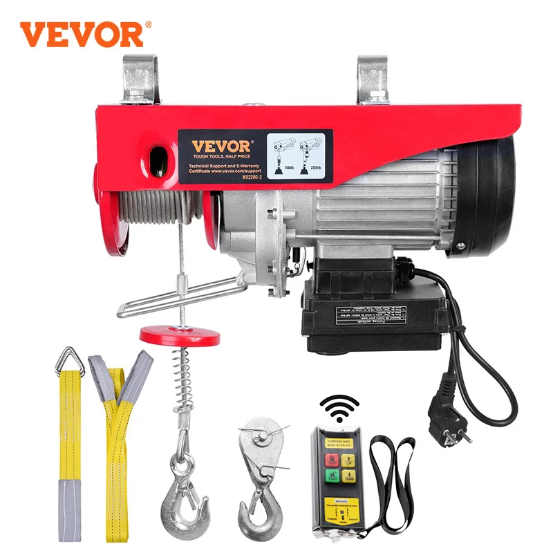 VEVOR-cabrestante de elevación eléctrico con Cable, grúa de elevación, elevador de garaje, barco, coche, con Control remoto, 200-1000kg