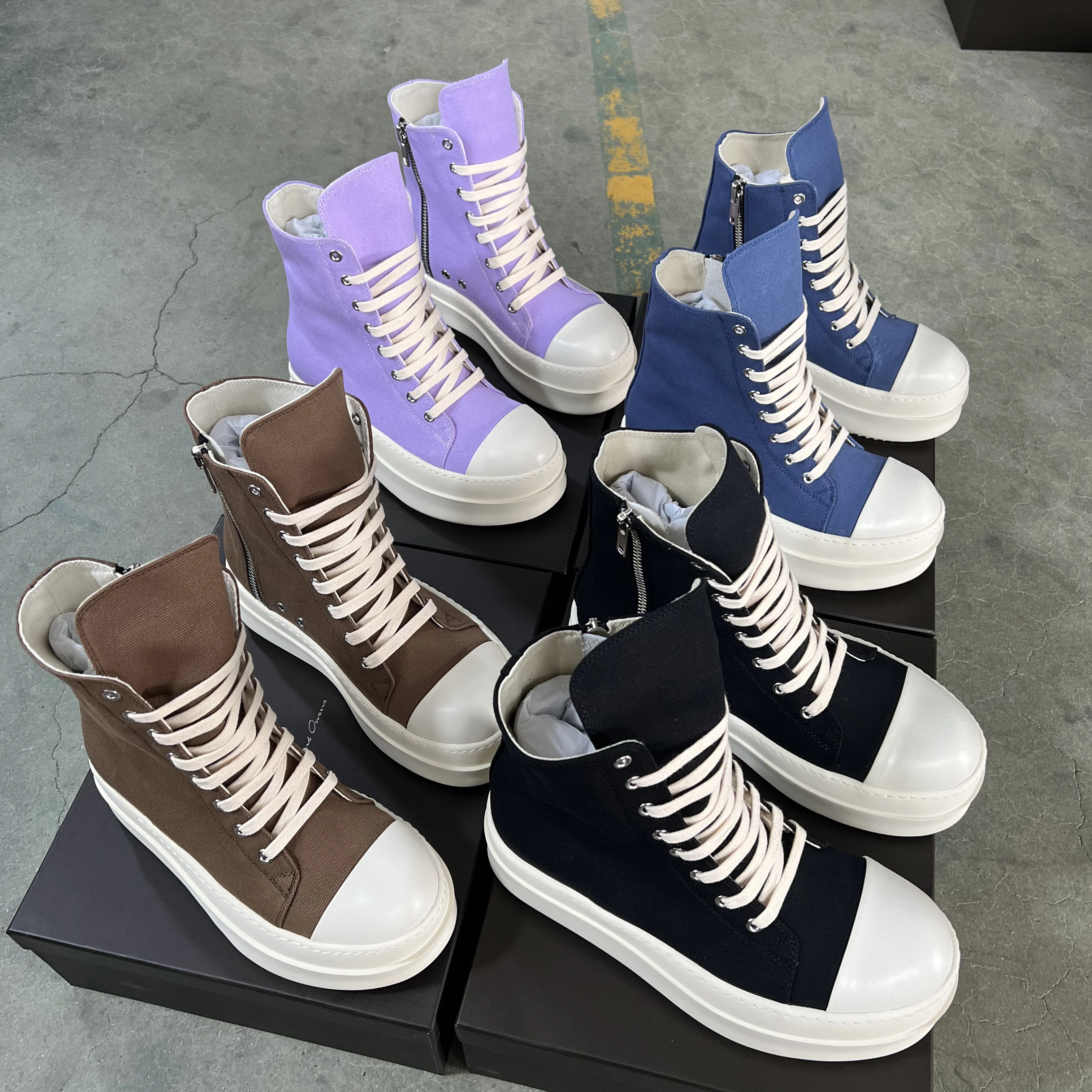 Brand 6cm High Platform Ankle Boot, Women Canvas High Top Flats, Casual Girl Dress Shoe, Retro Daily Luxury Zipper Shoe