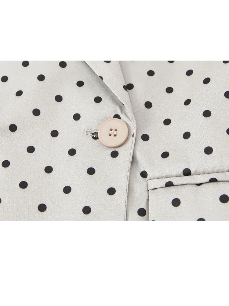 HH Giacca da donna con maniche irregolari a pois con risvolto retrò moda donna Giacca elegante da pendolarismo casual a maniche lunghe con cintura