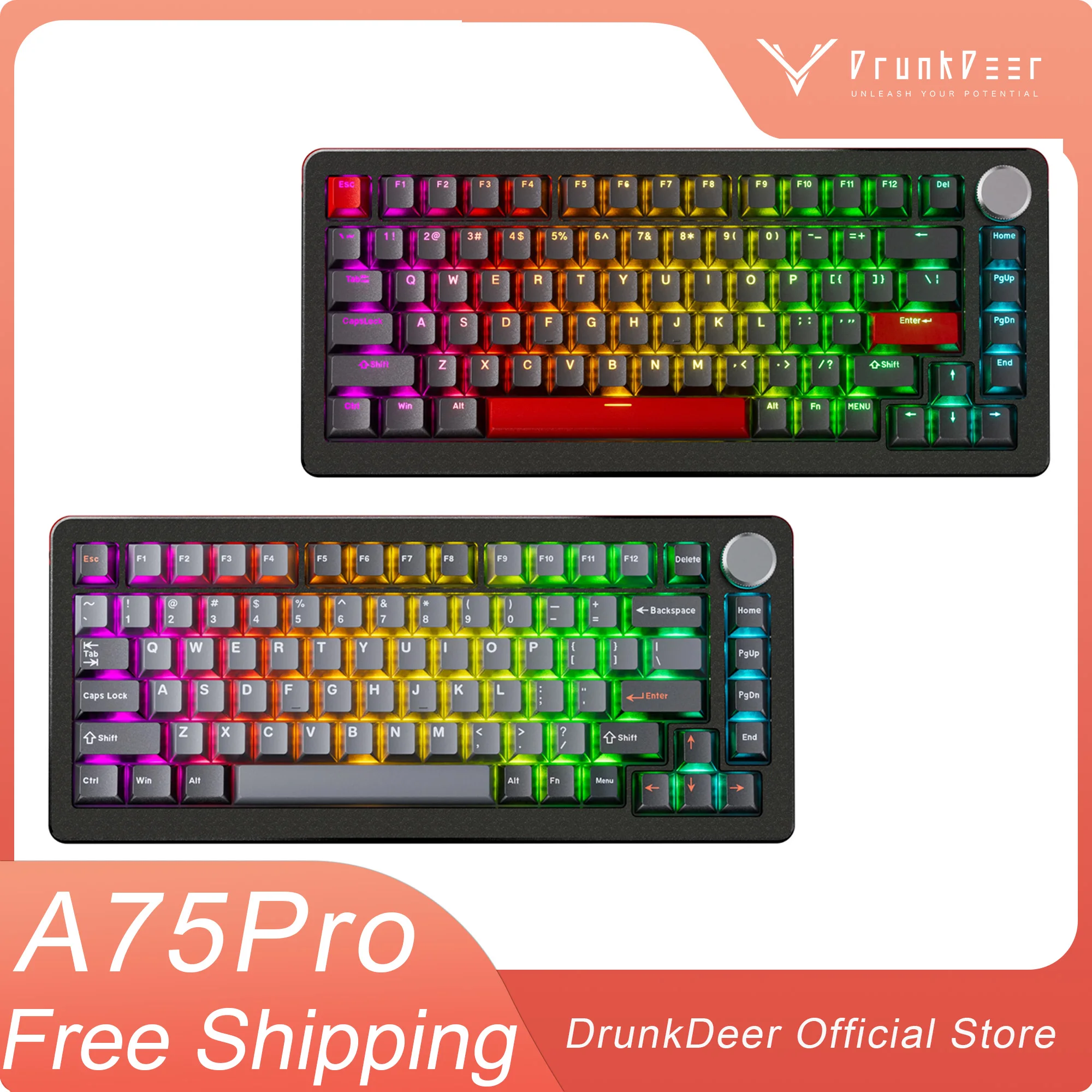 DrunkDeer A75 Pro Rapid Trigger Mechanical Keyboard,TKL Gaming Keyboards, Hyper Fast Magnetic Switch Keyboard, Compact 82 Keys