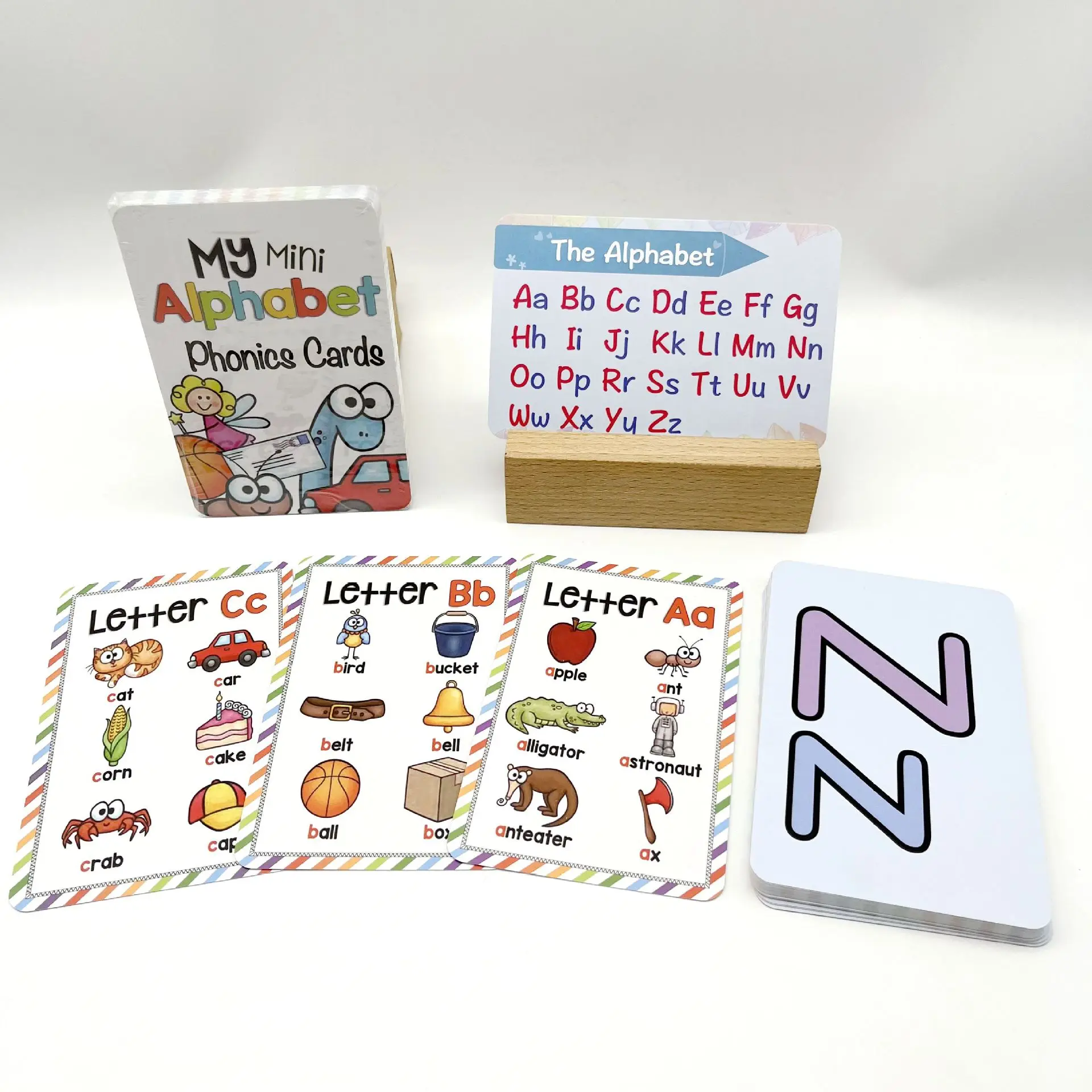 English 26 Letters Alphabet Phonics Pocket Flash Cards Early Educational Learning English Word Toys