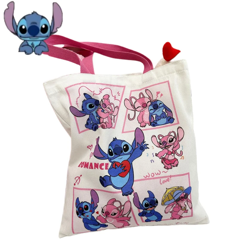 Borsa in tela Disney Stitch Borsa a tracolla per studente interstellare simpatico cartone animato Borsa a tracolla multifunzionale di grande capacità