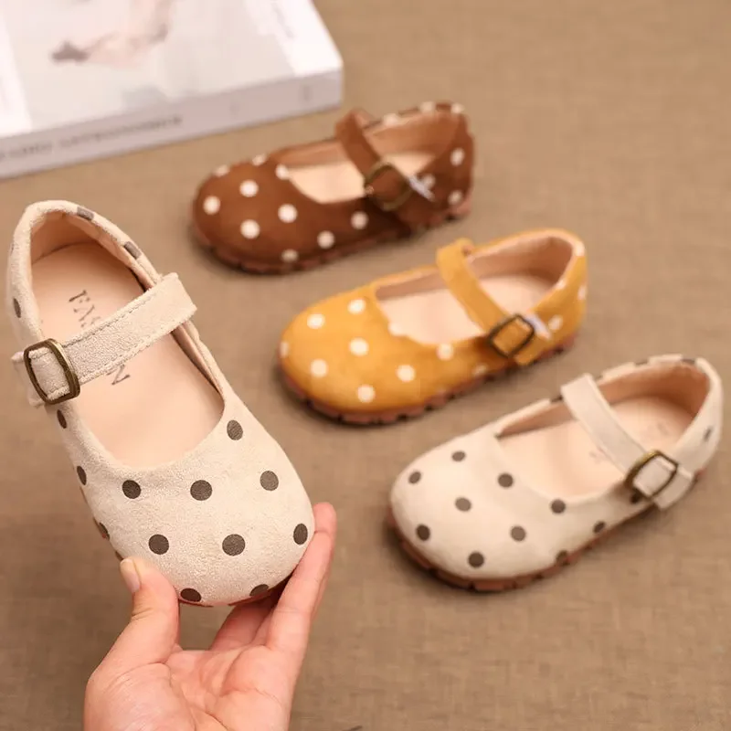 

Kids Leather Shoes for Girls 2025 Summer New Toddler Ballet Flats with Polka Dot Non-slip Princess Elegant Party Shoes 1-3years