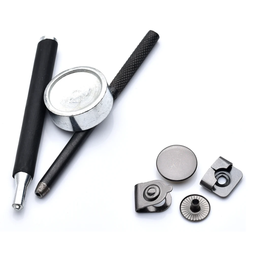 100 مجموعات/وحدة 4-Part معدن النحاس السراويل السراويل التنانير السنانير 15 مللي متر قبعة النساء/الرجال الفضة النيكل ، الأسود ، البرونزية السفينة حرة HE-030