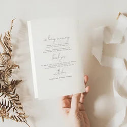 Personalized Program Card, Folded, Wedding Ceremony,  DIY Order of Service, Simple, Scandinavian