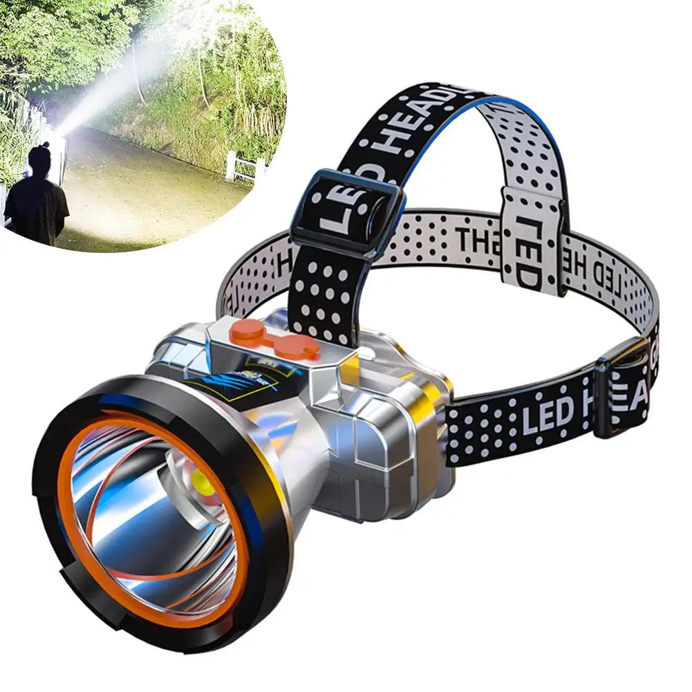 Rechargeable Waterproof Super Bright Headlamp Powerful Long Range Head Torch For Camping Waterproof Work Light Emergency Lamp