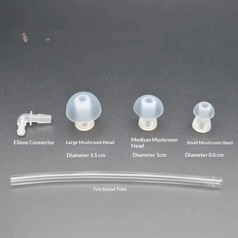 [H] 1Set Portable Hearing Aid Ear Tips Acoustic Tube Connector Silicone Ear Tips Hearing Aid Replacement Parts Soft Ear Tips