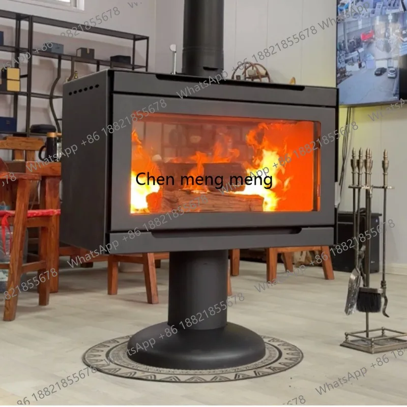 Real fire wood-burning fireplace Double door double-sided fire viewing Rotatable fireplace Homestay heating