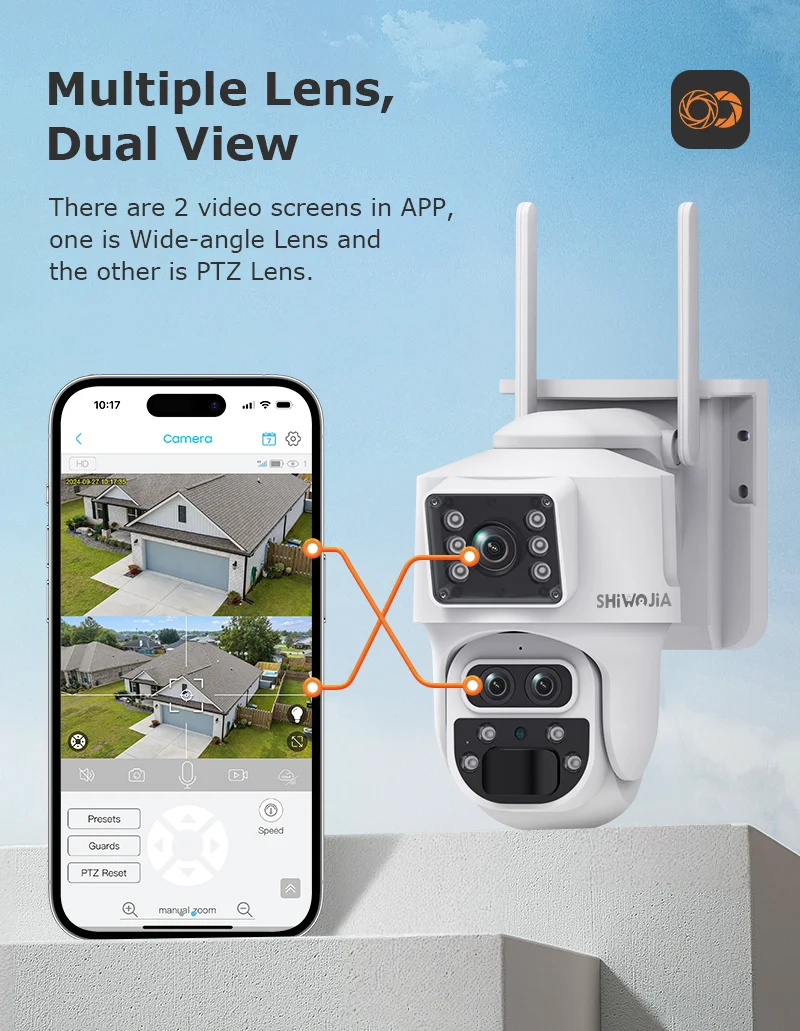 SHIWOJIA 6K 12MP 15X ZOOM Solar Camera 4G SIM /WIFI Three Lens Recording Dual Screen Human Auto Tracking Color Night Vision UBox