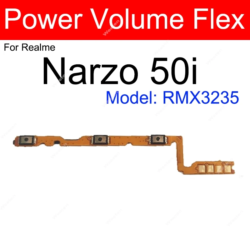 For Realme Narzo 50 60 Pro 50i 50A Prime Narzo 60X On OFF Power Volume Buttons Side Keys Replacement Flex Cable