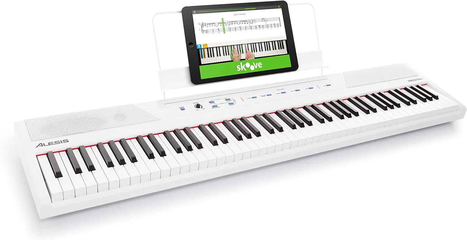 88 Key Digital Piano Keyboard with Semi Weighted Keys, 2x20W Speakers, 5 Voices, Split, Layer and Lesson Mode