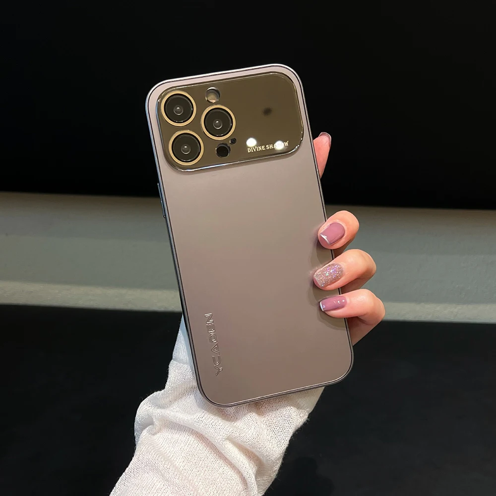 ممتاز اليد يشعر الفاخرة نافذة كبيرة جراب هاتف آيفون 16 15 14 13 12 11Pro ماكس ماتي مطلي عدسة الغطاء الواقي #2