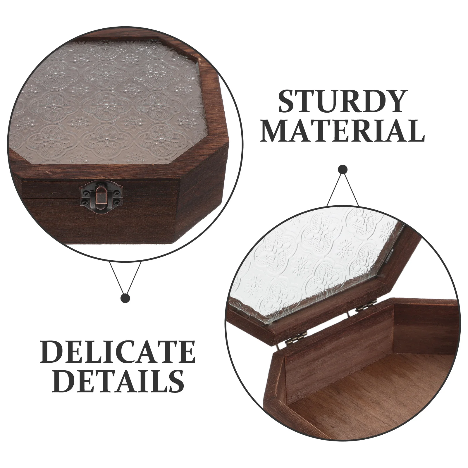 منظم المجوهرات الخشبية علبة حلية عتيقة غطاء زجاجي تخزين ريفي الصدر تذكارات صندوق عرض حامل ديكور