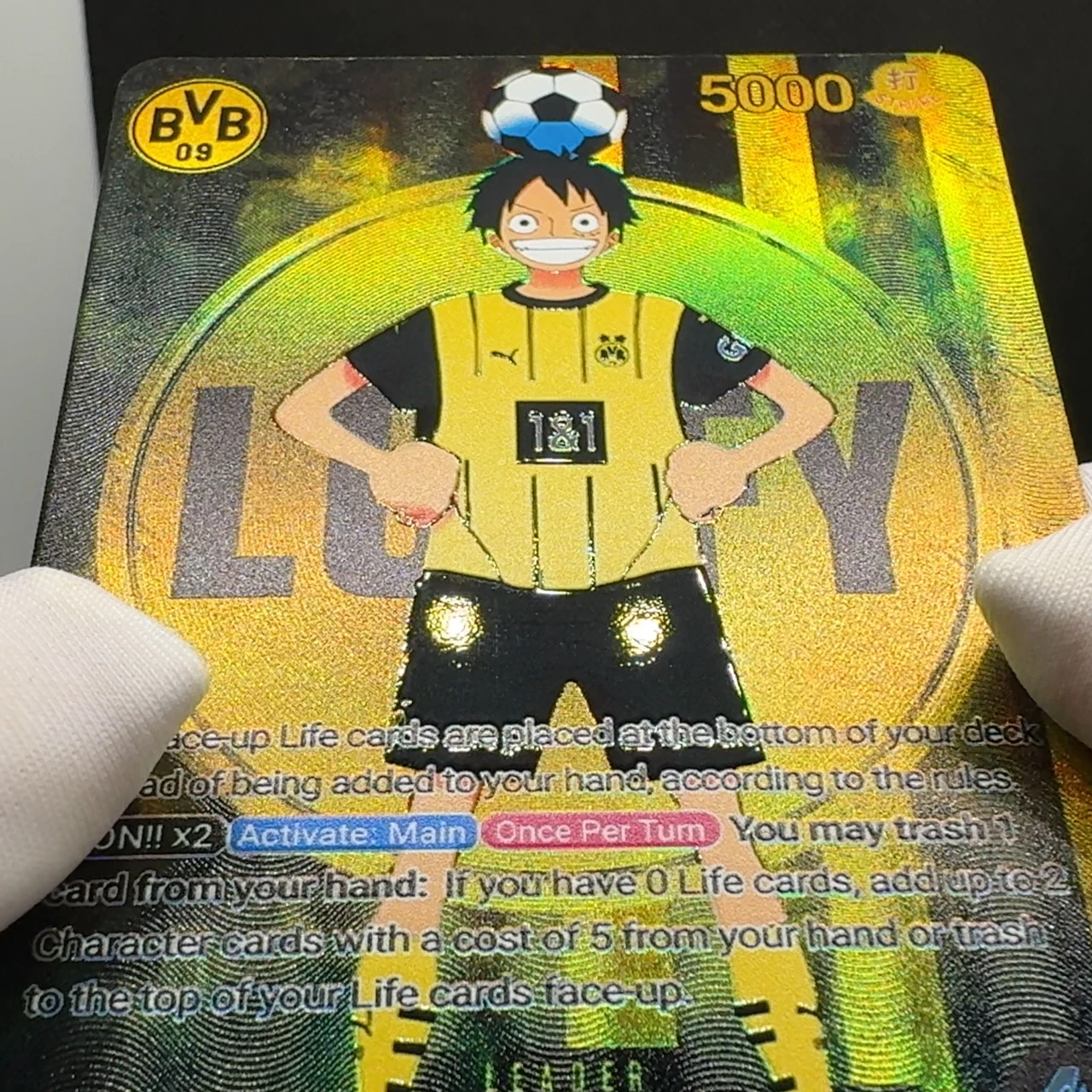 One Piece TCG BVB Luffy ST13-003 BY Luffy OPCG English Leader card Foild Textured Card Black Yellow Luffy