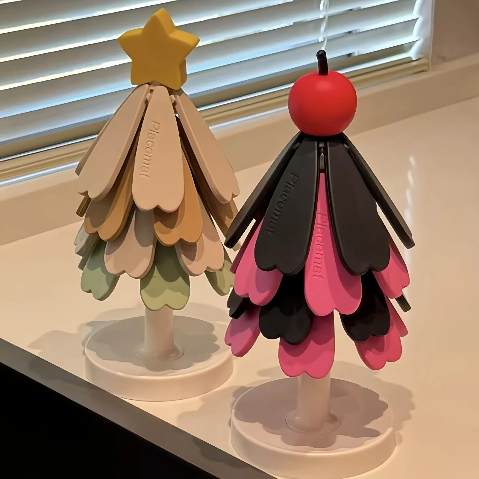 

Tree Design Silicone Table Mat Coaster Anti Scald Heat Resistant Pot Mat Trivets Home Decoration Festival Gift