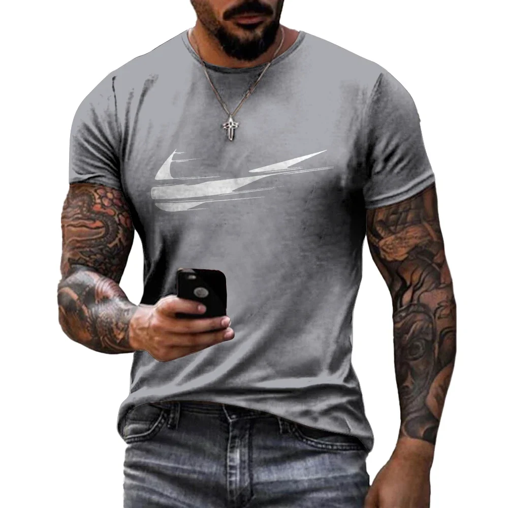 new men sports round neck pullover short sleeved T-shirt 3D printed T-shirt street top short sleeved loose oversized T-shirt