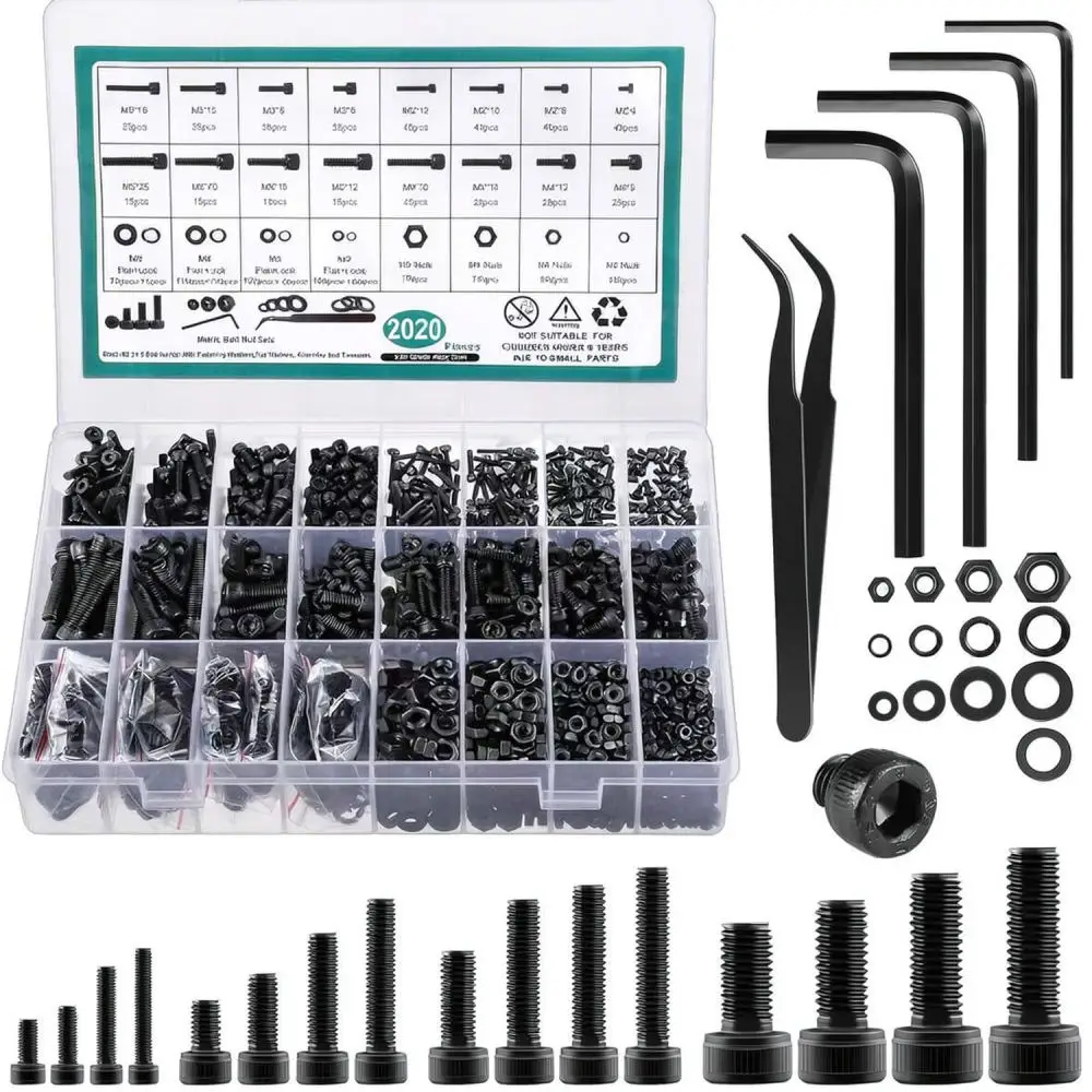 Black Oxide Alloy Steel Hex Bolt Nut Set Precision Fasteners For Machine Assembly Furniture Maintenance Professional Hardware