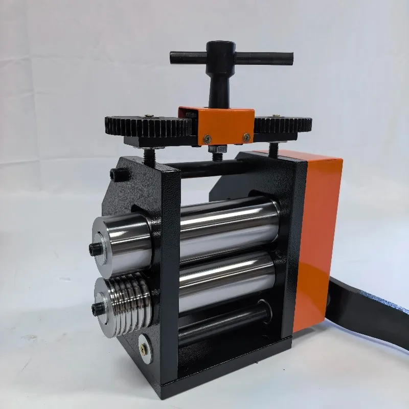 Orange Manual Rolling Mill Machine For Jewelry Making, Sheet Metal Rolling, Circle And Half-Round Wire Drawing