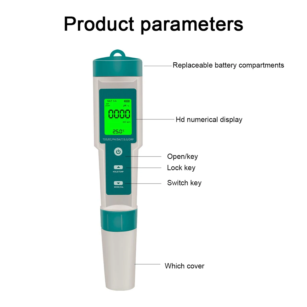 Multifunctional Digital 7 in1 Water Quality Tester Portable High Accurancy Water Quality Test Pen Water Quality Measurement Tool