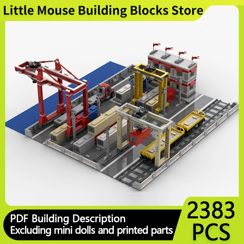 

City Street View Model MOC Building Bricks Container Cargo Port Modular Technology Children Holiday Gifts Assemble Toys Suit