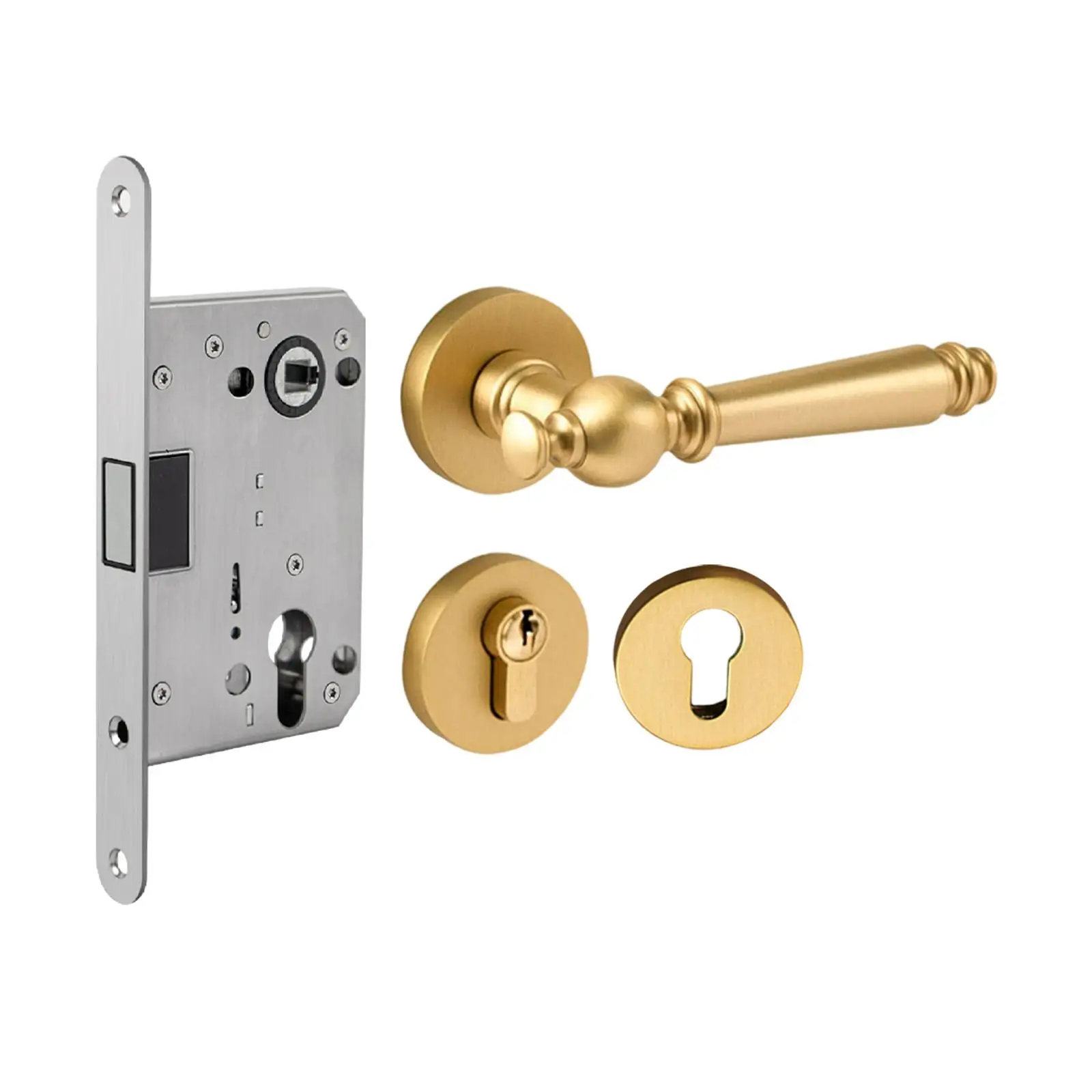 Door Lock Reversible Brass Easy Installation Hardware for Right Left Sided Doors