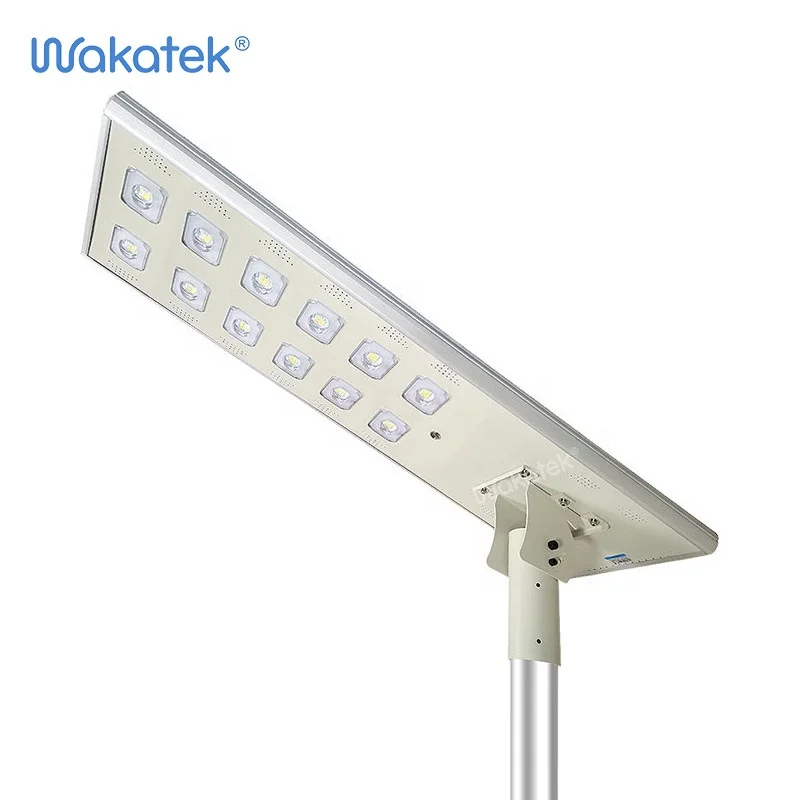 WAKATEK All-in-one solar led outdoor street light 60w 100w 120w street light with solar panel and battery